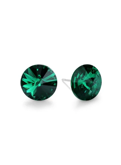 Seona Seona Ella 10mm Crystal Stud Earrings  – Hypoallergenic Stainless Steel Stud Earrings for Women, Elegant Crystal Rivoli Jewelry Earrings for Everyday and Special Occasions -  Emerald